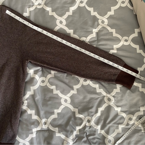 Eddie Bauer Cashmere Blend Sweater Brown Cotton V-neck Men’s Large NWT - Picture 8 of 8